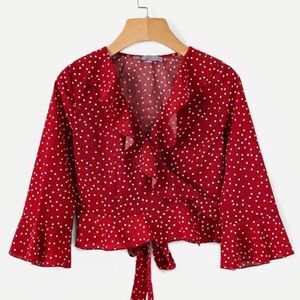NWOT Red Polka Dot Blouse
